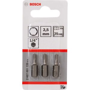 Bosch Accessoires Bit extra-hard HEX 2.5, 25 mm 3st - 2607001720