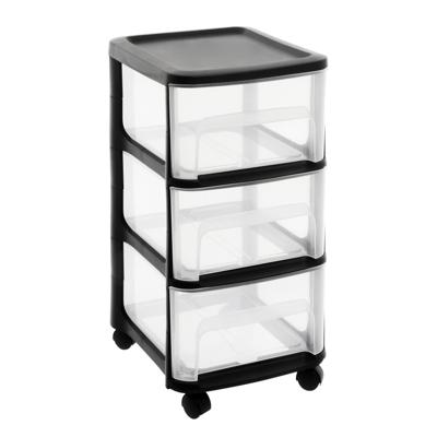 Eda Ladenkast organizer - zwart - A4 - 3 lades - met wieltjes - L32 x B37 x H61 cm - Ladenblokken