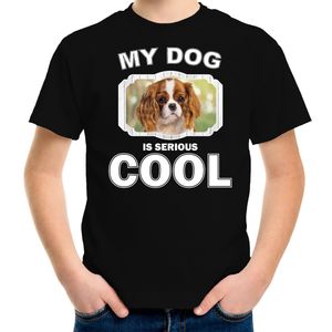 Honden liefhebber shirt Charles spaniel my dog is serious cool zwart voor kinderen