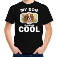 Honden liefhebber shirt Charles spaniel my dog is serious cool zwart voor kinderen - thumbnail