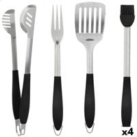 Set met barbecuebenodigdheden Aktive 4 Onderdelen Barbecue Roestvrij staal 10 x 42 x 4 cm (4 Stuks)