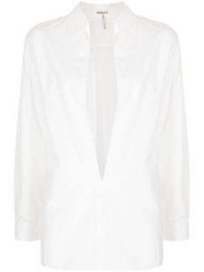 Hermès Pre-Owned chemise en lin à col plongeant (années 1990-2000) - Blanc