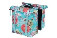 Basil bloom field dubbele fietstas, waterdicht, sky blue, 35l