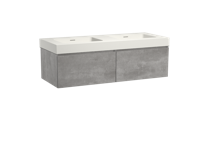 Storke Edge zwevend badmeubel 130 x 52 cm beton donkergrijs met Mata High dubbele wastafel in mat witte solid surface