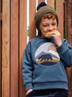 Sweater gevoerd met sherpa en print voor jongens groenblauw