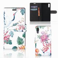 Sony Xperia XZ | Sony Xperia XZs | Telefoonhoesje | Met pasjeshouder | Bird Flowers Sony Xperia XZ | Sony Xperia XZs | Telefoonhoesje | Met pasjeshouder | Bird Flowers