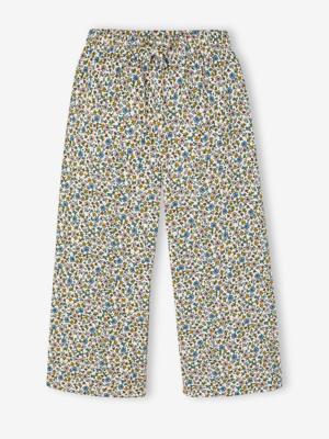 Wijde legging met golvend effect voor meisjes wit, bedrukt