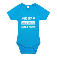 Hoera oom en tante cadeau baby rompertje blauw voor jongens