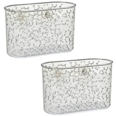 Set van 2x stuks doucherekje/badkamerrekje kunststof met zuignappen 19 x 9 x 12 cm