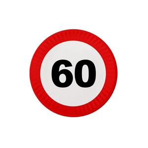 Verjaardag bordjes - verkeer stopbord 60 jaar - 8x stuks - dia 23 cm - leeftijd thema feest