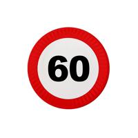 Verjaardag bordjes - verkeer stopbord 60 jaar - 8x stuks - dia 23 cm - leeftijd thema feest