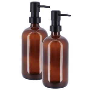 Tendance Zeeppompje/dispenser - 2x - amber - glas - 4 x 21 cm - 500 ml