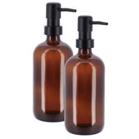 Tendance Zeeppompje/dispenser - 2x - amber - glas - 4 x 21 cm - 500 ml