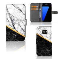 Samsung Galaxy S7 Edge | Bookcase | Marmer Wit Zwart - Origineel Cadeau Man
