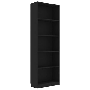 The Living Store Boekenkast - Hoog - 60 x 24 x 175 cm - Zwart Hout