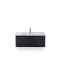 Frozen Badmeubelset 100 cm - Greeplijst in kleur - Black Oak - Keramische Wastafel Wit 1 kraangat