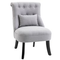 HOMCOM relaxstoel met rugkussen, fauteuil, tv-stoel, verhoogde poten, linnen, grijs, 52,5 x 69 x 77 cm