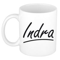 Naam cadeau mok / beker Indra met sierlijke letters 300 ml