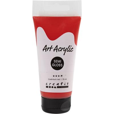 Creativ Company Acryl verf, semi-glanzend, semi-dekkend, cadmium red, 75 ml/ 1 fles