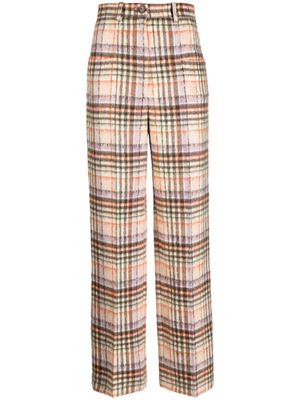 Sonia Rykiel pantalon droit en laine à carreaux - Marron
