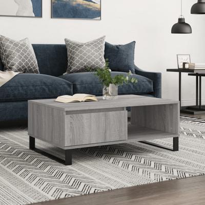 Salontafel 90x60x35 cm bewerkt hout grijs sonoma eikenkleurig