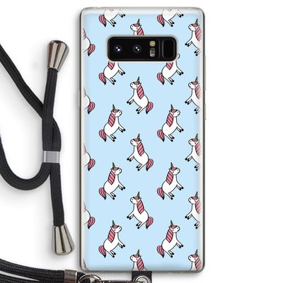 Eenhoorns overal: Samsung Galaxy Note 8 Transparant Hoesje met koord