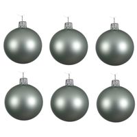 Decoris kerstballen - 6x st - mintgroen - 6 cm - glas - mat   -