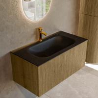 Badmeubel Mondiaz Kurve | 90 cm cm | Meubelkleur Dusk | Wastafelkleur Urban | Solid surface | Wasbak midden spoelbak | 1 kraangat