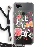 Hello in flowers: Pixel 3a Transparant Hoesje met koord