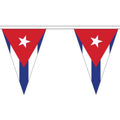 Cuba landen puntvlaggetjes - 20 meter - slinger / vlaggenlijn - polyester - binnen en buiten Cuba landen puntvlaggetjes - 20 meter - slinger / vlaggenlijn - polyester - binnen en buiten