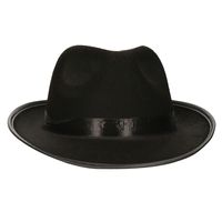Atosa Carnaval verkleed hoed voor een Maffia/gangster - zwart - polyester - heren/dames   -