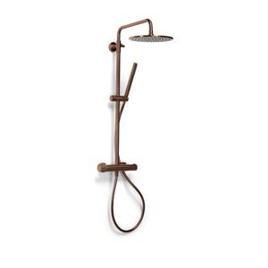 Regendouche set Blue Label Brondby Facet | opbouw | Thermostaatkraan | 2-weg | Rond | Geborsteld brons
