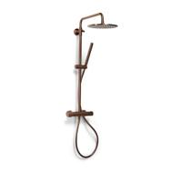 Regendouche set Blue Label Brondby Facet | opbouw | Thermostaatkraan | 2-weg | Rond | Geborsteld brons