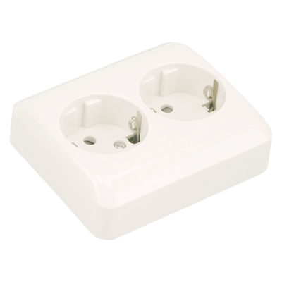 Q-Link Contactdoos | Inbouw | 2-voudig | Met Aanraakbeveiliging | Randaarde | Polarwit - 01.079.50