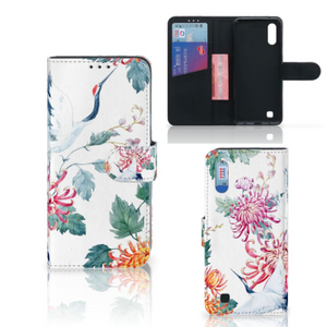 Samsung Galaxy M10 Telefoonhoesje met Pasjes Bird Flowers