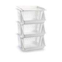 3x Witte opberg kratten/kasten/organizers 62 cm   - - thumbnail