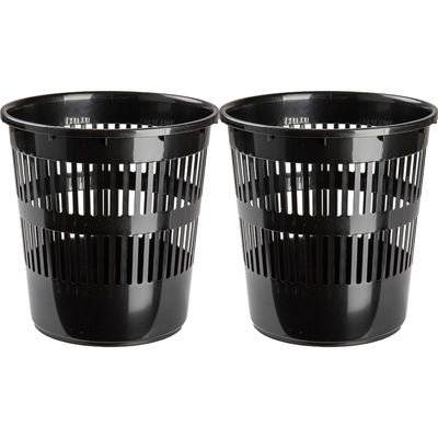 Afvalbak/vuilnisbak/kantoor prullenbak - 2x stuks - plastic - antraciet - 28 cm