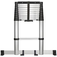 TOOLCRAFT TO-7868814 Aluminium/kunststof Telescoopladder Montage zonder gereedschap Standhoogte (max.): 1.93 m Zwart/zilver EN 131 10.1 kg