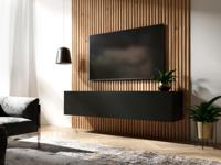 Tv-meubel KINGSTON 1 klapdeur 140 cm mat zwart - thumbnail
