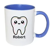 Tandarts mok met naam (blauw)