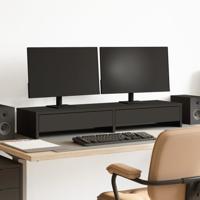 Monitorstandaard met lades 100x27x15 cm bewerkt hout zwart