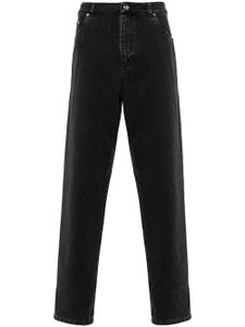 Brunello Cucinelli jean taille-haute à logo brodé - Noir