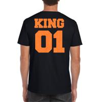 Koningsdag verkleed T-shirt voor heren - King - zwart - met glitters - feestkleding