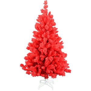 Teddy Red kunstkerstboom - 150 cm - rood - Ø 82 cm - 422 tips - met rode sneeuw - metalen voet
