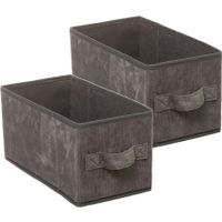 Set van 4x stuks opbergmand/kastmand 7 liter donkergrijs polyester 31 x 15 x 15 cm - thumbnail