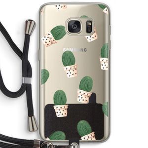 Cactusprint roze: Samsung Galaxy S7 Transparant Hoesje met koord