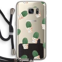 Cactusprint roze: Samsung Galaxy S7 Transparant Hoesje met koord
