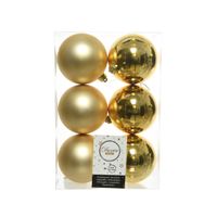 Decoris Kerstballen - 6 stuks - goud - kunststof mat/glans - 8 cm