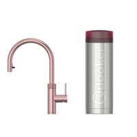 Quooker Flex Round Keukenkraan Set - Kokend Warm- en Koud Water - Uittrekbare Slang - Rosé Koper - met COMBI+ Reservoir