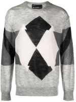 Neil Barrett pull en maille losanges - Gris